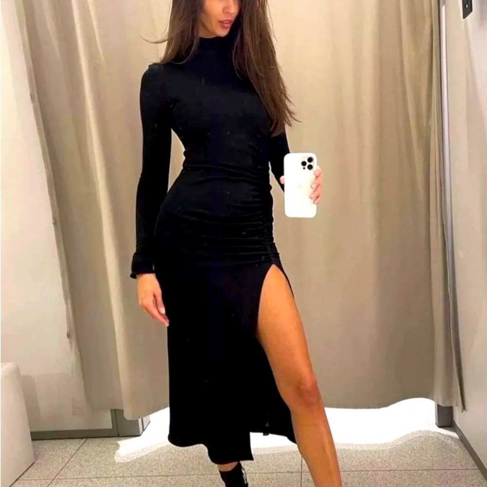 NWT Zara Turtle Neck Dress High Side Slit